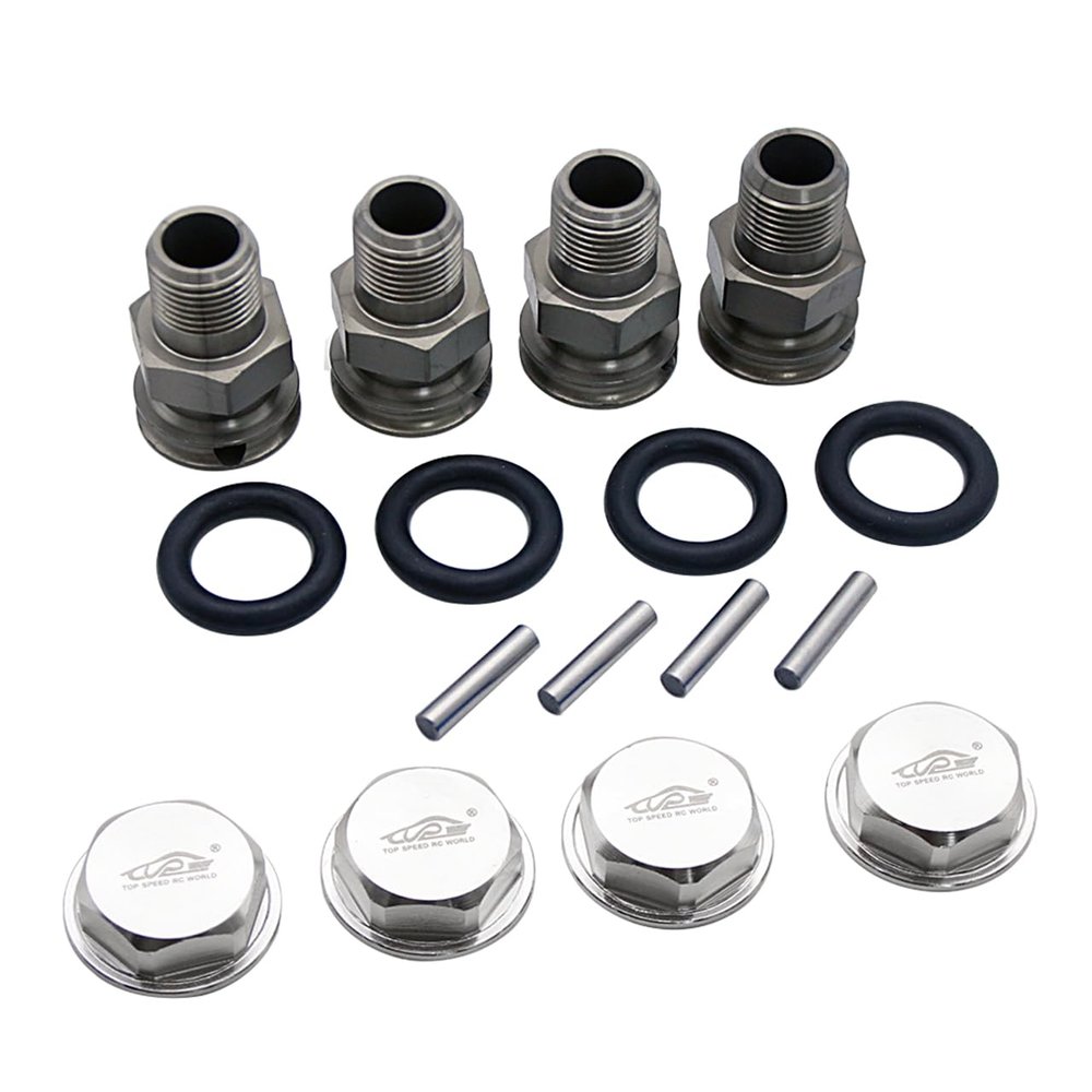 Alloy Upgrade 24mm Hex Hub Front Rear Extended Axle and Wheel Nut Cap Set for 1/5 Losi 5ive T Rofun Rovan LT King MotorX2 Rc Car Parts (Silver)