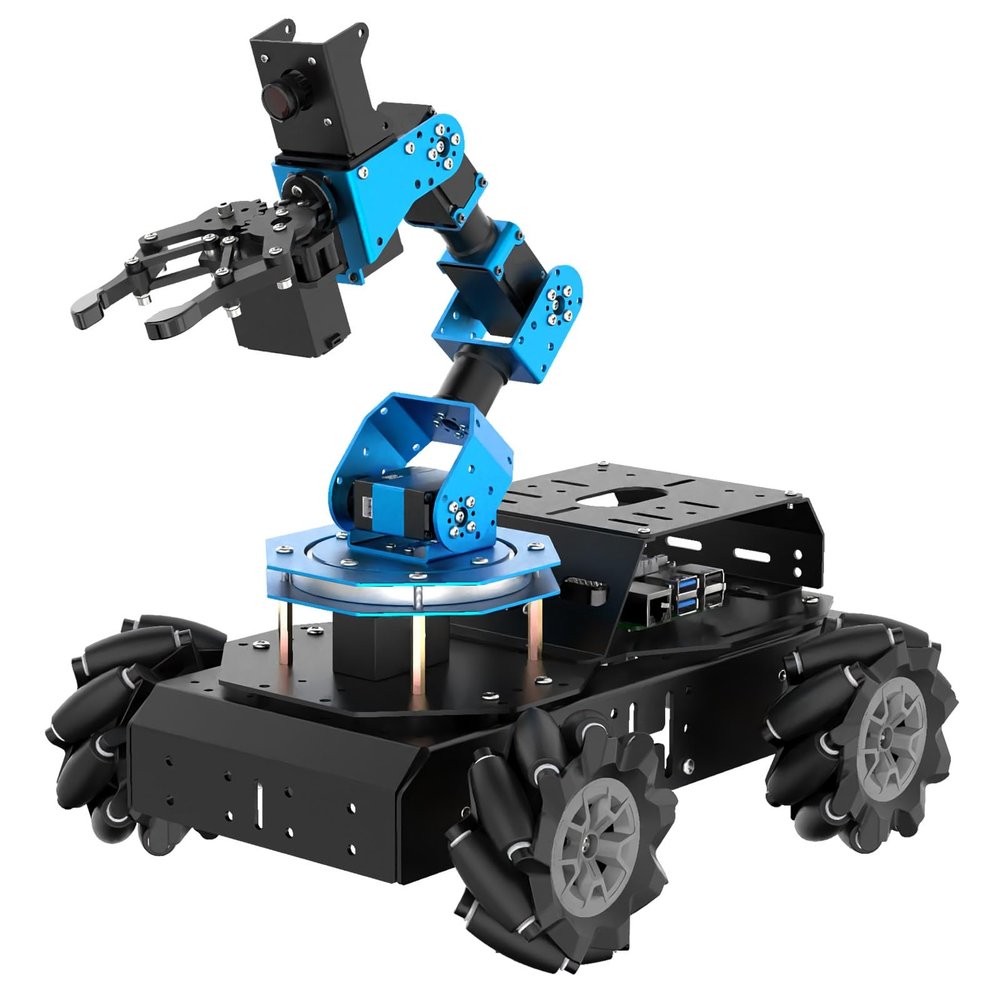 LewanSoul ROS Robotic Arm with Raspberry Pi 4B 4GB Open Source Programming FPV AI Vision 6DOF/Axis Smart Robot Kit, 4WD Mecanum Wheel Big Chassis, ArmPi Pro with RPi 4B 4GB