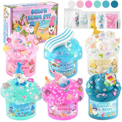 6 Pack Pink Slime Kit for Girls Ages 4-12, Cloud Butter Clear Party Favors