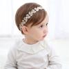 Asphinien Lace Flower Elastic Baby Girl Headbands Bow Hairbands Floral Crown Hair Accessories for Infants Toddlers Kids Birthday Party Baby Shower Headwear (Gold bow, Free) view 1