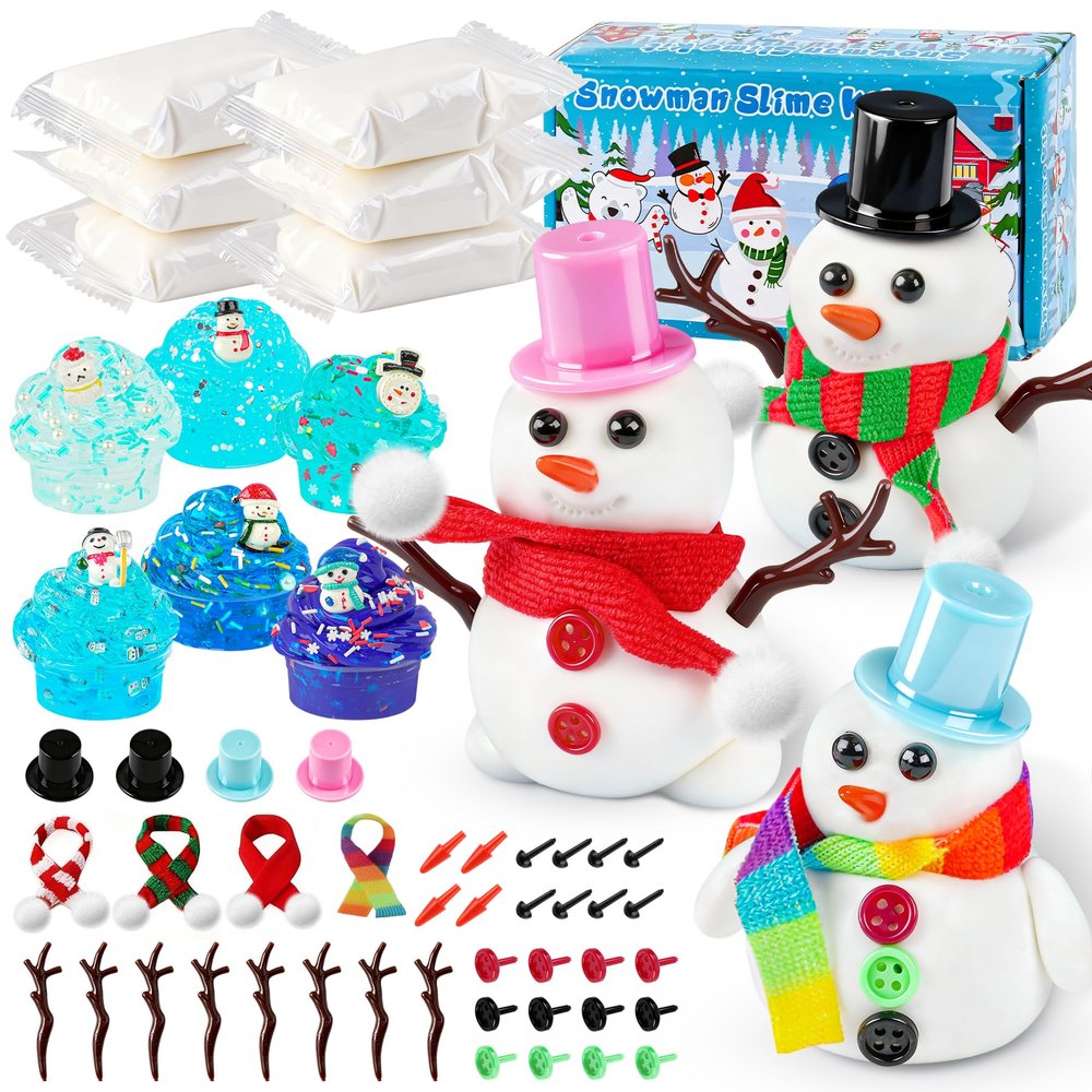 6 Pack Slime Stocking Stuffers, Stocking Stuffers for Kids,Christmas Crafts,Stocking Stuffers, Kids Crafts Snowman DIY Kit,Crafts Xmas Gift