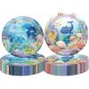 100 Pcs Ocean Under The Sea Party Dinnerware Ocean Paper Plates Napkins Forks Cups Dinnerware for Underwater World Sea Life Theme Baby Shower 1st 2nd 3rd 4th Birthday Party Decorations Supplies view 2