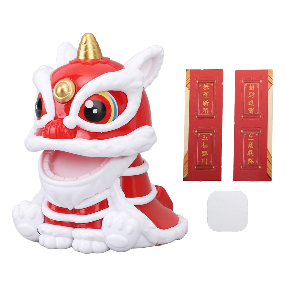Jerliflyer Solar Powered Dancing Lion Ornament,Chinese New Year Lucky Dancing Lion Toy for Home Decoration and Car Interior Accessories(Red)