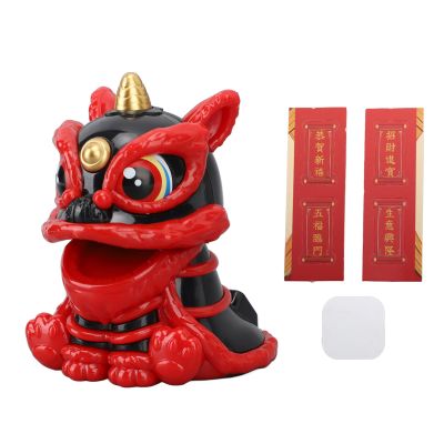 Jerliflyer Solar Powered Dancing Lion Ornament,Chinese New Year Lucky Dancing Lion Toy for Home Decoration and Car Interior Accessories(Black)