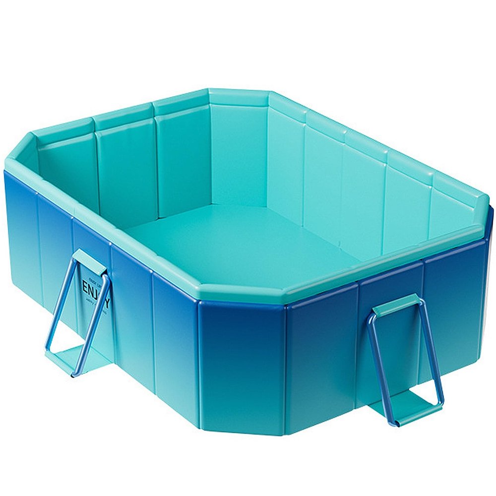 Foldable Dog Pool, Kid Swimming Pool Pet Bath Tub with Non-Slip Bottom, Indoor Outdoor Large Paddling Pools for Dogs Cats Kids(5.2 * 3.4 * 1.5FT)