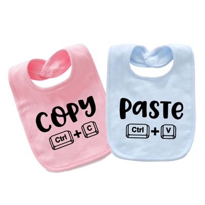 AOUYOA Baby Twins Bibs Copy Paste Newborn Baby Bibs Cute Toddler Bibs Set For Unisex Boys Girls(pink blue)