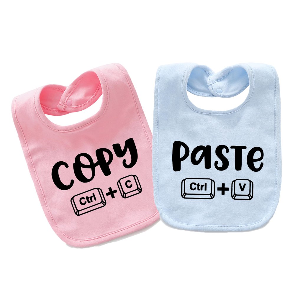 AOUYOA Baby Twins Bibs Copy Paste Newborn Baby Bibs Cute Toddler Bibs Set For Unisex Boys Girls(pink blue)