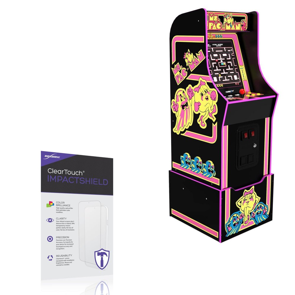 BoxWave Screen Protector Compatible With Arcade1Up Ms. PAC-MAN Classic Arcade Game - ClearTouch ImpactShield (2-Pack), Impenetrable Screen Protector Flexible Film