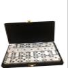 Marion Domino Double 6 White Marbleized Jumbo Tournament Professional Size w/Spinners in Elegant Black Velvet Case. view 1