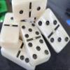 Marion Domino Double 6 White Marbleized Jumbo Tournament Professional Size w/Spinners in Elegant Black Velvet Case. view 3