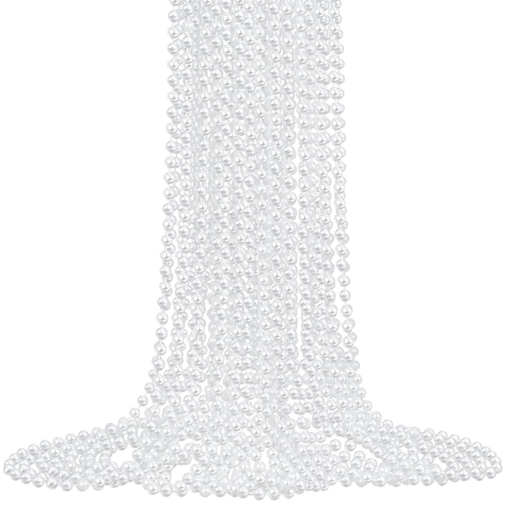 12 Pack Faux Pearl Necklace Bulk Long Pearl Women's Jewelry 1920s White Pearl Party Favors Wedding Bridal Shower Tea Birthday Decorations