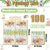 100Pcs Woodland Party Napkins - 13 x 13inch Animal Baby Shower Napkins, Forest Friends Fox Deer Dinner Lunch Paper Napkin for Woodland Baby Shower Decorations Forest Party Decorations view 2