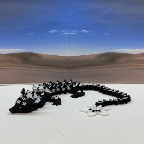 3D Printed Dragon, 12" Articulated Black and White Cherry Blossom Dragon, Fidget ADHD Autism Toy, Relief Anxiety Dragon Toy D019-DR