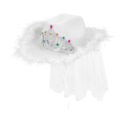 Boland 01449 Royal Bride Hat with Veil, Cowboy Hat for Theme Party or Carnival, Accessory for Fancy Dress Costumes and JGA