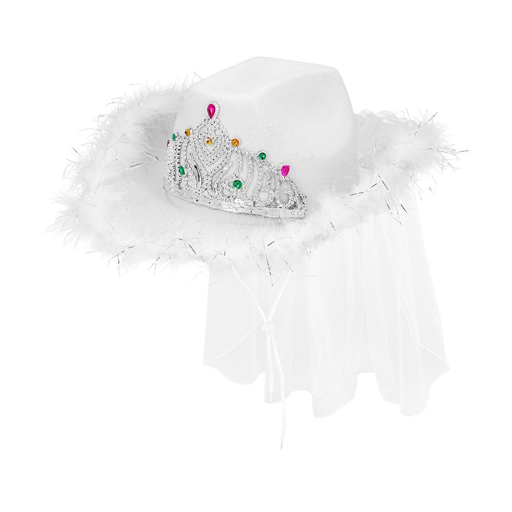 Boland 01449 Royal Bride Hat with Veil, Cowboy Hat for Theme Party or Carnival, Accessory for Fancy Dress Costumes and JGA