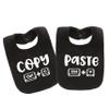AOUYOA 2-Pack Baby Twins Bibs Copy Paste Soft Cotton Matching Feeding Bib Twin Newborn Infant Boys Girls(black) view 1