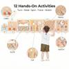 Pillowhale Train Activity Wall Busy Board, Wooden Montessori Sensory Toys, 12-in-1 Learning Activity Center for Playroom,Daycare, Nursery, Classroom, Educational Toys for Toddler view 2