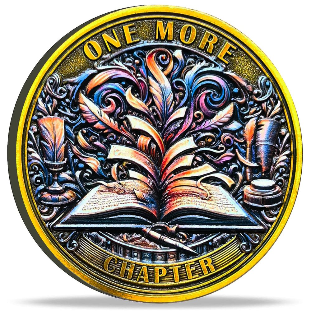 Strugglejewelry One More Chapter and Go to Bed Decision Maker Coin - Perfect for Book Lovers and Night Owls (Gold)