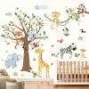 decalmile Large Forest Animal Tree Wall Decals Jungle Elephant Monkey Giraffe Wall Stickers Kids Room Baby Nursery Room Wall Decor view 2