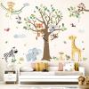 decalmile Large Forest Animal Tree Wall Decals Jungle Elephant Monkey Giraffe Wall Stickers Kids Room Baby Nursery Room Wall Decor view 3