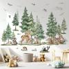 decalmile Large Pine Tree Mountain Wall Decals Woodland Animal Deer Fox Wall Stickers Kids Boys Bedroom Playroom Wall Decor (XL) view 1