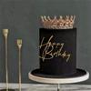 10pcs Side Happy Birthday Cake Topper Gold Acrylic Birthday Cupcake Topper for Kids Birthday Party Cake Decorations (A) view 4