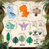 17PCS Dinosaur Cake Topper, Dinosaur Eggs Leaves Grasses Cake Decorations with Happy Birthday Sign Cake Toppers for Birthday Party Decorations, Safari Animal Themed Party view 2