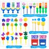 64 Pack Washable Paint Set, 12 Colors Non Toxic Finger Paints with Sponges, Paint Brushes, Waterproof Paint Smock, Palettes, Cards, Storage Box for Art, Crafts, Children Age 12+ and Adults(2 oz Each) view 2