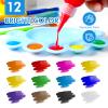 64 Pack Washable Paint Set, 12 Colors Non Toxic Finger Paints with Sponges, Paint Brushes, Waterproof Paint Smock, Palettes, Cards, Storage Box for Art, Crafts, Children Age 12+ and Adults(2 oz Each) view 4
