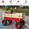 VUMALL All-Terrain Foldable Wagon | Removable Wooden Side Panels & Steel Bed | Air Tires | Versatile Hauler for Picnics, Garden Activities, Christmas, Various Holidays, Gatherings & Meals | Red view 3