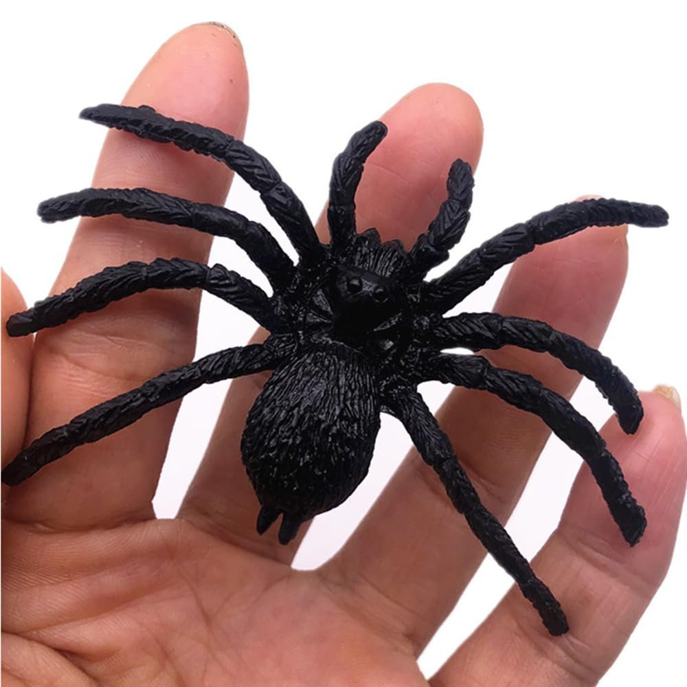 Sujosa 6pcs Big Fake Spiders Plastic Fake Bugs Insects Halloween April Fools Christmas Party Gags Gifts Pranks Kit for Adults