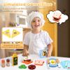 35 PCS Wooden Play Kitchen Accessories, Pretend Play Kitchen Toys for Kids Toddlers, Wooden Play Cooking Set Play Food Cookware Pots Pan Dishes, Gifts for Girls Boy 3 4 5 6 Years Old view 2