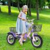 Glyncipher 12 inch Trike, Kids Tricycle, Ages 3+, Beginner Riders, Front & Rear Basket, Passenger Seat, Yellow view 3