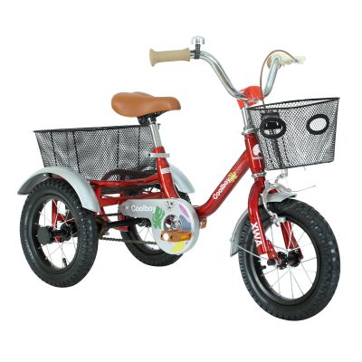 12 inch Trike,Kids Tricycle,Kids Trike,for Ages 3+ Beginner Riders, with Front Rear Basket and Passenger Seat, for Shopping Picnic Outdoor Kids Playground Sports,Multiple Colors (Red)