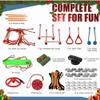 Slsy 60FT Ninja Warrior Obstacle Course for Kids, Complete 13-Obstacle Slackline Kit with Monkey Bar, Swing, Balance Belt, Climbing Ladder & Net, Durable Outdoor Playset Equipment view 2