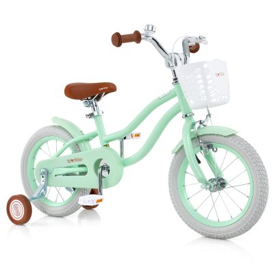 BABY JOY Kids Bike, 14 Inch Girls Bike w/Removable Basket (Mint Green)
