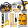 Kids Tool Set with Carrying Case, Electronic Toy Drill with Bits & Construction Vest  Pretend Play Kit with Safety Googles, Gas Shield, Tape Measure, Saw, Bubble Level, Screwdriver, Nuts & Bolts view 1