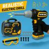 Kids Tool Set with Carrying Case, Electronic Toy Drill with Bits & Construction Vest  Pretend Play Kit with Safety Googles, Gas Shield, Tape Measure, Saw, Bubble Level, Screwdriver, Nuts & Bolts view 3