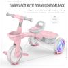SEREED Colorful Lighting Toddler Tricycle for 2-5 Years Old Girls, Adjustable Seat&Handlebar Trike, Removable Basket, Birthday Gift Idea for Kids Ages 2+ (Pink) view 4