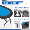 ECOTOUGE Poker Table Foldable, 8 Players Gaming Table w/Stainless Steel Cup Holder & Portable Storage Bag, Folding Oval Texas Holdem Table for Blackjack, Casino Game, Fully Assembled, Blue view 4