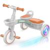 SEREED Colorful Lighting Toddler Tricycle for 2-5 Years Old Boys Girls, Adjustable Seat&Handlebar Trike, Removable Basket, Birthday Gift Idea for Kids Ages 2+ (Green) view 1