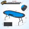 ECOTOUGE 9-Player Poker Table, Casino Leisure Table with Stainless Steel Cup Holders, Texas Hold'em Poker Table with Padded Rail, Blue view 2