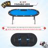 ECOTOUGE 9-Player Poker Table, Casino Leisure Table with Stainless Steel Cup Holders, Texas Hold'em Poker Table with Padded Rail, Blue view 3