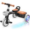 SEREED Colorful Lighting Toddler Tricycle for 2-5 Years Old Boys, Adjustable Seat&Handlebar Trike, Removable Basket, Birthday Gift Idea for Kids Ages 2+ (Black) view 1