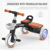 SEREED Colorful Lighting Toddler Tricycle for 2-5 Years Old Boys, Adjustable Seat&Handlebar Trike, Removable Basket, Birthday Gift Idea for Kids Ages 2+ (Black) view 4