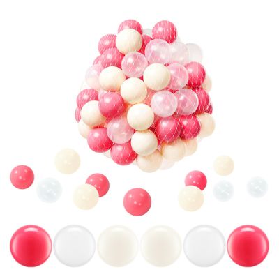 FHRILEK Ball Pit Balls-Star Ball Pit Balls for Kids,Plastic Balls for Ball Pit, Crush Proof Play Balls BPA Free Non-Toxi (Pink+Milky White+Transparent, 170PCS)