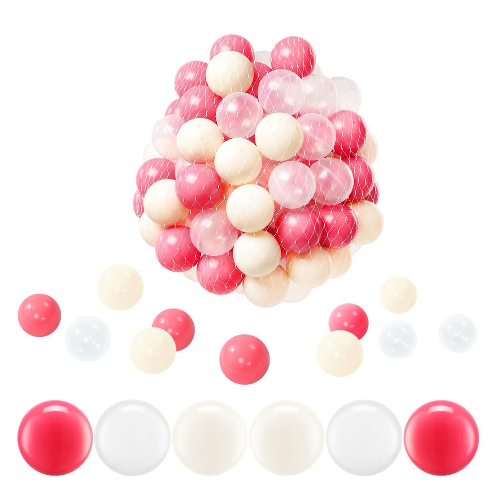 FHRILEK Ball Pit Balls-Star Ball Pit Balls for Kids,Plastic Balls for Ball Pit, Crush Proof Play Balls BPA Free Non-Toxi (Pink+Milky White+Transparent, 170PCS)