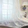 HooHero White Exquisite Peacock Embroidery Five Colors Available 50 Wide Sheer Curtains Home Decoration Living Kids Nursery Room Voile Curtain Rod Pocket Top view 1