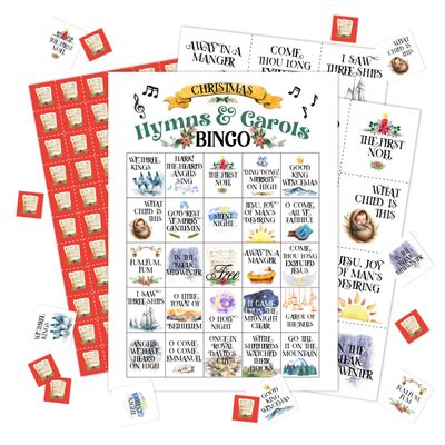 Zcsni Christmas Bingo Game Cards - Winter Themed Party Activity for Large Groups - Family Holiday Gathering