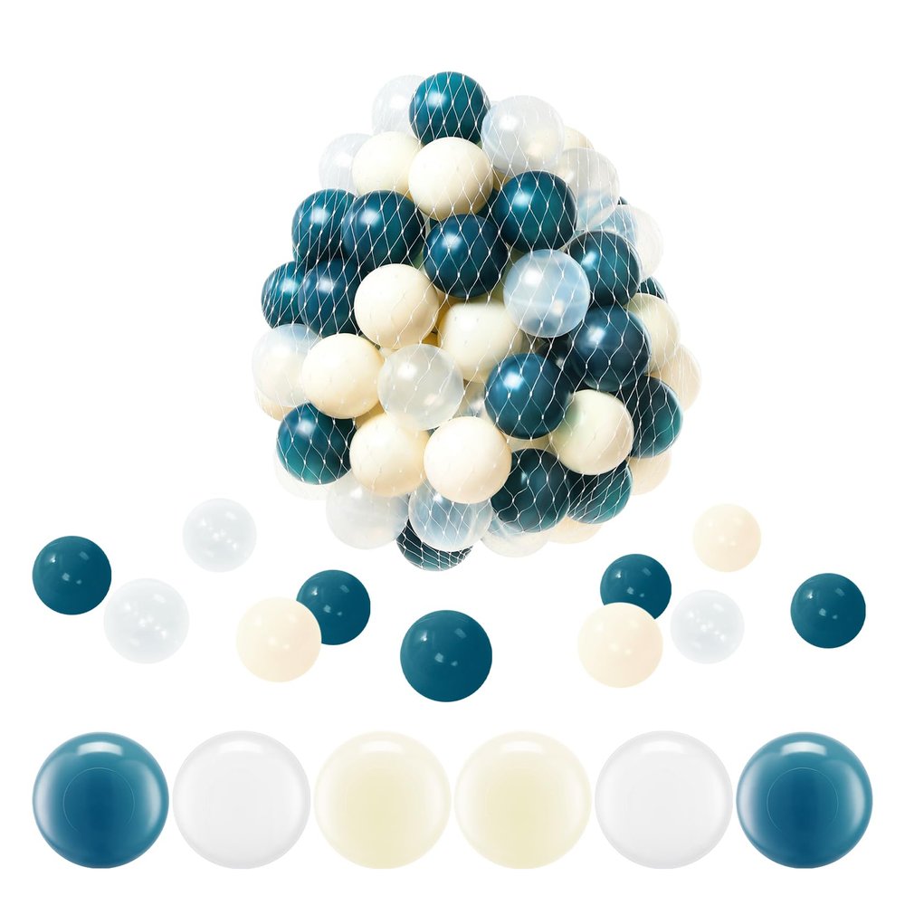 FHRILEK Ball Pit Balls-Star Ball Pit Balls for Kids,Plastic Balls for Ball Pit, Crush Proof Play Balls BPA Free Non-Toxi (Morandi Blue-Creamy White-Transparent, 100PCS)